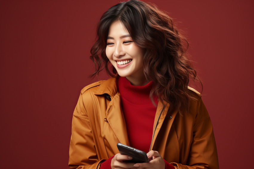 Young woman holding a mobile phone