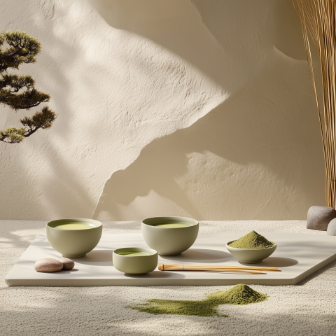 Zen Matcha Tea Set with Natural Lighting