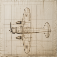 Vintage Technical Blueprint of Airplane | Unreal Images - Free AI ...